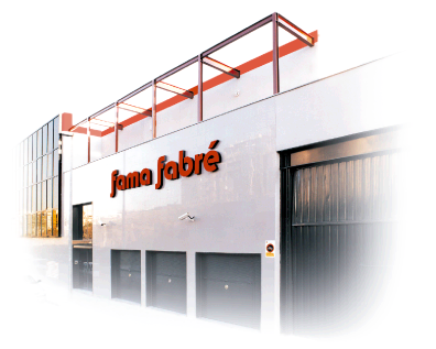 Fama Fabré headquarters and warehouse building with the company's wordmark on the facade.